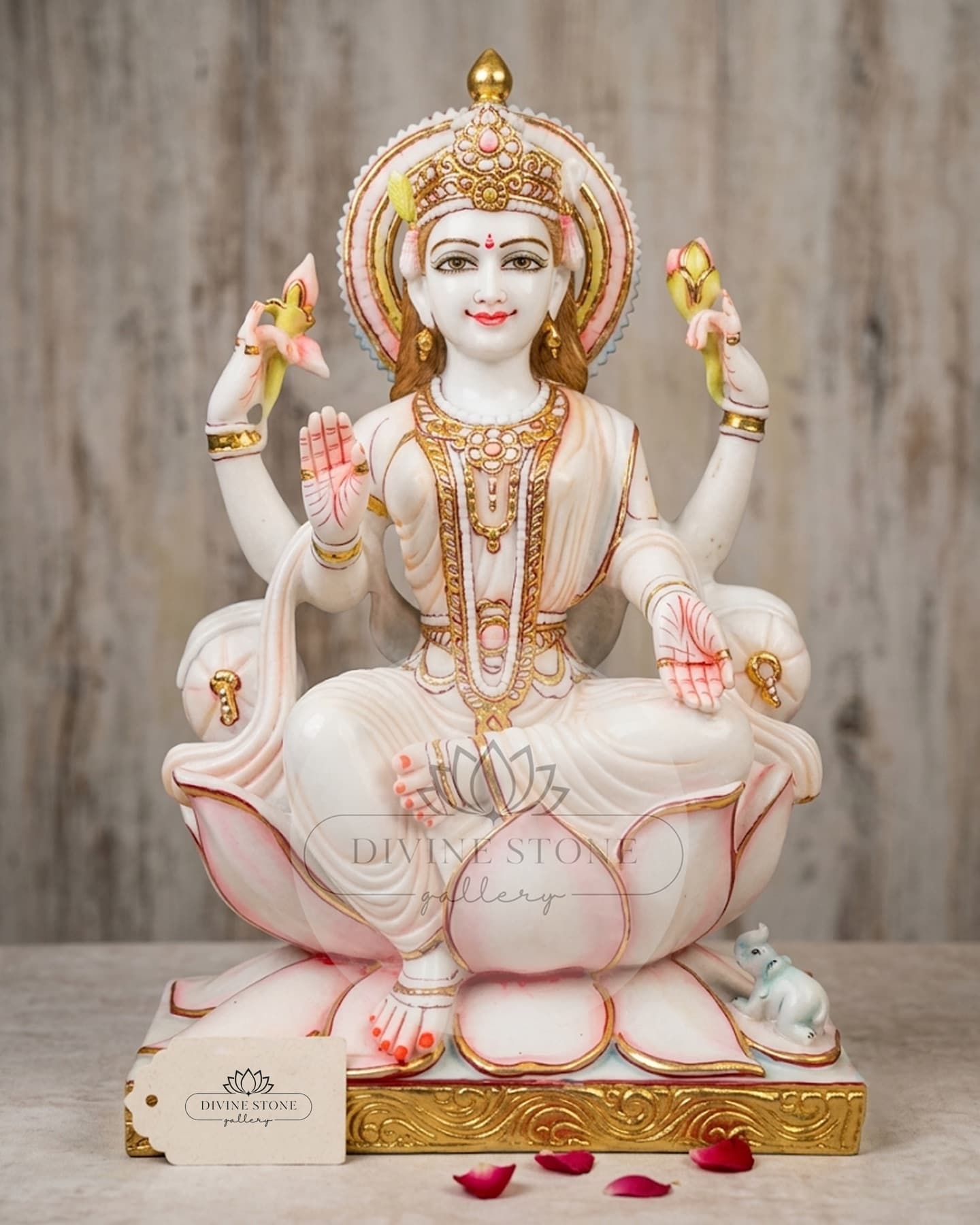 Hand-painted Lakshmi Mata marble moorti